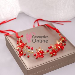 Accesoriu modern pentru decor par WED07NN Auriu cu cristale si perle de 29cm